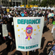 Protestors at the Los Angeles March for Science in April 2017.